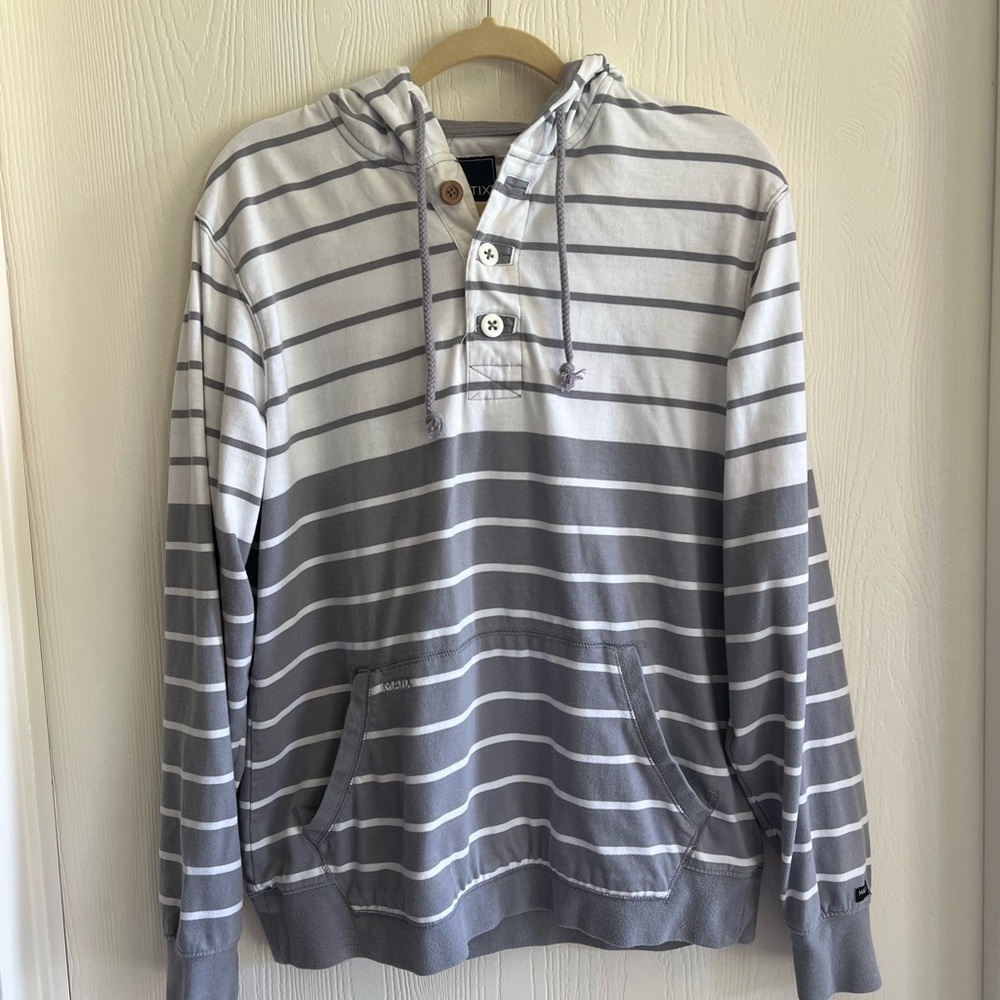 Matix White and Gray Striped Men's Hoodie